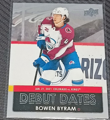 2021-22 UD Series 1 Debut Dates #DD-13 Bowen Byram