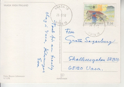 FDC 1990 Europa 2 mk kortilla.
