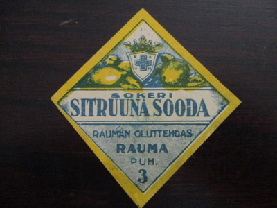 VANHA JUOMA ETIKETTI - SITRUUNA SOODA RAUMA (K2-S1)