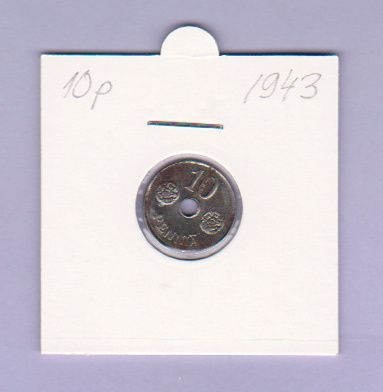 10 penniä v.1943 Fe KM#34.1