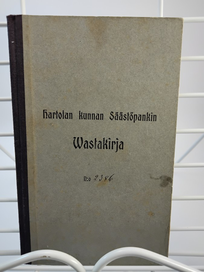 Hartolan kunnan Säästöpankin vastakirja v.1911