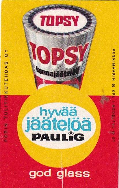 Topsy, Paulig hyvää jäätelöä . god glass , s78