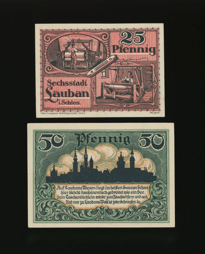 Saksa Notgeld 25, 50 Pfennig, Lauban 1920