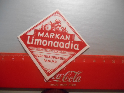 Markan Limonaadia Uudenkaupungin panimo etiketti
