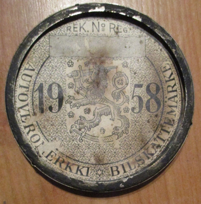 AUTOVEROMERKIT VUODELTA 1958 JA 1958