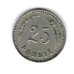 1921 25 PENNIÄ KOLIKKO KÄYTETTY
