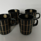 Marimekko Oiva Tiiliskivi mukit 4 kpl, Musta- kulta 2,5 dl - pikkukuva 1