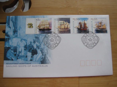 Australia, FDC-kuori purjelaivoista 4 erinlaista