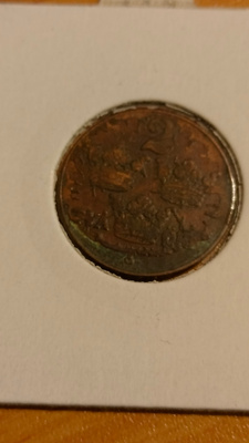 Harvinainen Ruotsi 2 öre 1925 kolikko laminaatiovika