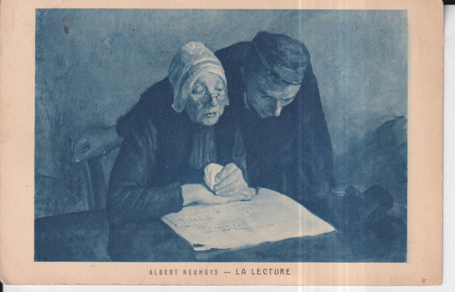 La Lecture, Albert Neuhuys ,Ihmiset lukevat lehteä,     e66