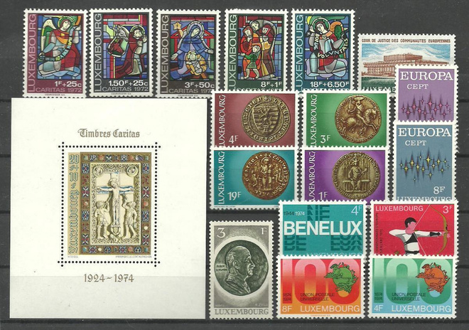 LUXEMBURG levyllinen postituoreita - 17 eril + blokki **