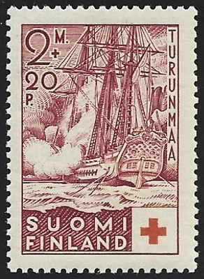 1937 Pun. Risti Lodbrok 2 mk + 20 p *  LaPe 200 liimakejälki