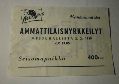Helsinki, Ammattilaisnyrkkeilyt, lippu, Askin Talli 1959