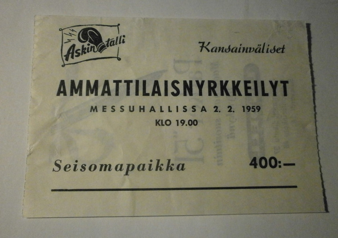 Helsinki, Ammattilaisnyrkkeilyt, lippu, Askin Talli 1959