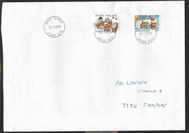 Postilähetys - Joulu 1991/1996 (LAPE 1153+1360) Tku 24.3.99