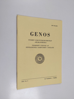 Genos nro 2 1979 : Suomen sukututkimusseuran aikakauskirja