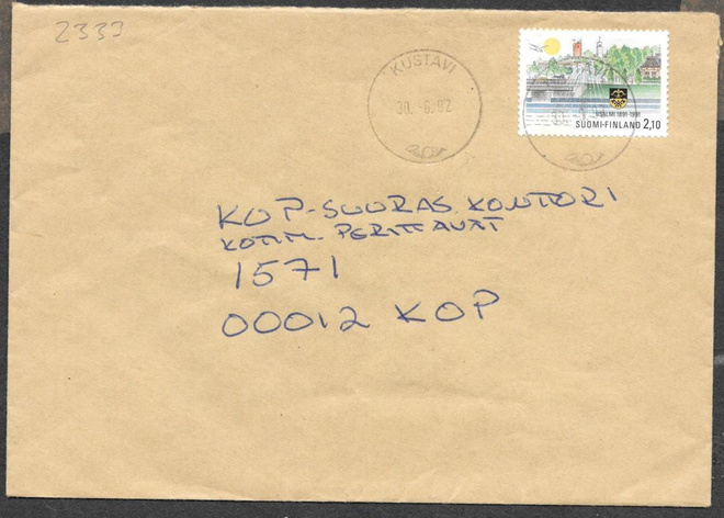 Postilähetys - Iisalmi 100v (LAPE 1152) Kustavi 30.6.1992