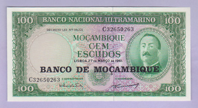 Mosambik Mozambique 100 Escudos v.1976 UNC P-117a