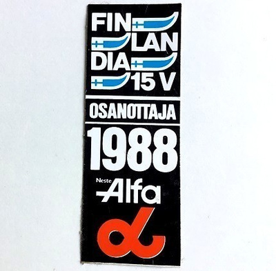 Finlandia 15v osanottaja 1988 tarra