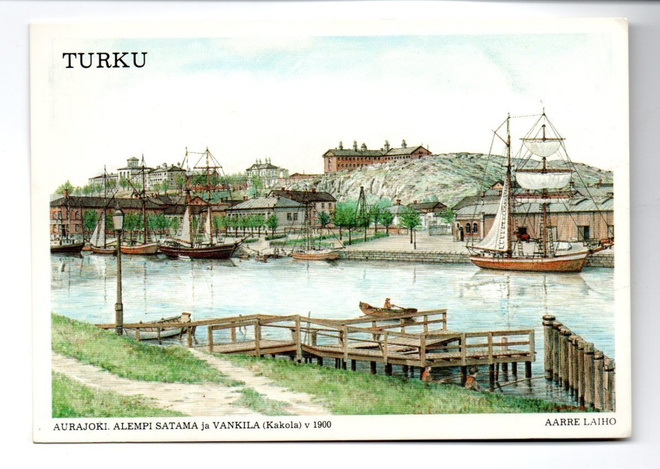 Turku Aurajoki, alempi satama ja vankila v1900 (Aarre Laiho)
