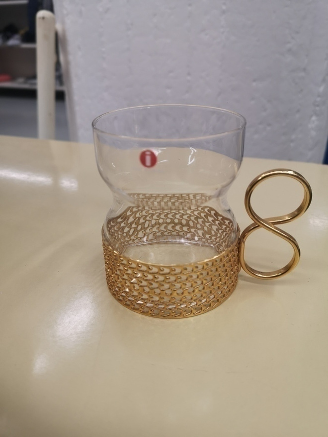 Iittala Sarpaneva TSAIKKA lasi, kullattu pidike,,, 1 kpl