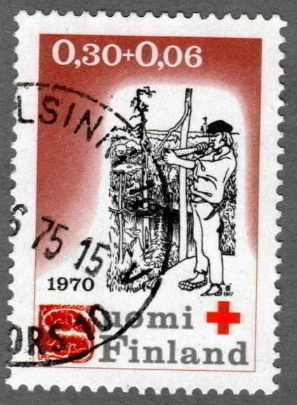 1970 punainen risti 0,30+0,06mk, leimattu