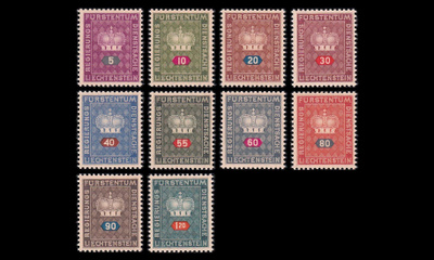Liechtenstein D_35-44 ** Virkamerkit (1950)