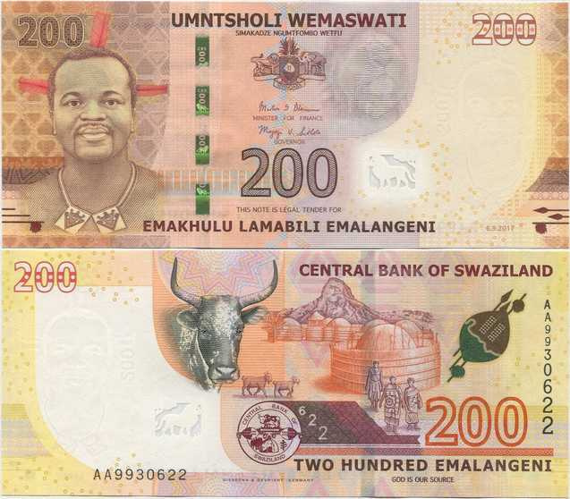 Swazimaa Swaziland 200 Emalangeni 2017 (P-43) UNC