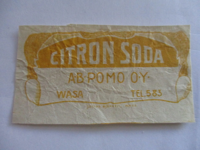 VANHA JUOMA ETIKETTI - CITRON SODA WASA  (AB11)