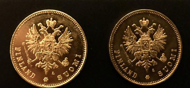 2 x 20 mk 1891 Suomi suuriruhtinaskunta kultarahat