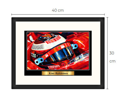 Uusi Kimi Räikkönen F1 art print kehystetty 30 cm x 40 cm