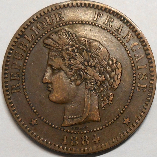 Ranska. 10 centimes 1884A.