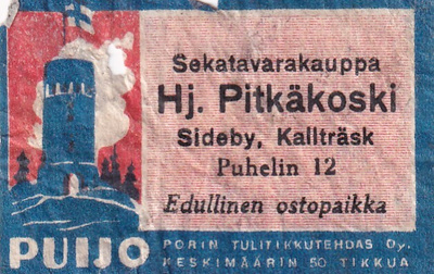 Sideby, Kallträsk, HJ, Pitkäkoski  s61