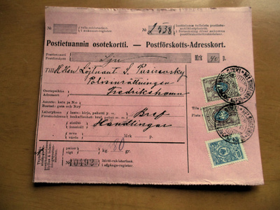 1915 Hki postiennakko Haminan poliisilaitokseen