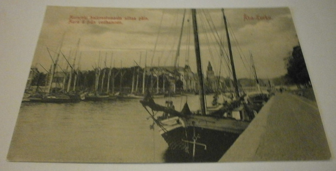Turku, Aurajoki halkosatamasta siltaa päin, mv pk, k. 1911