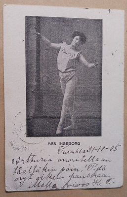 Mrs Ingeborg, akrobaatti, tanssija, vanha mv pk, p. 1905