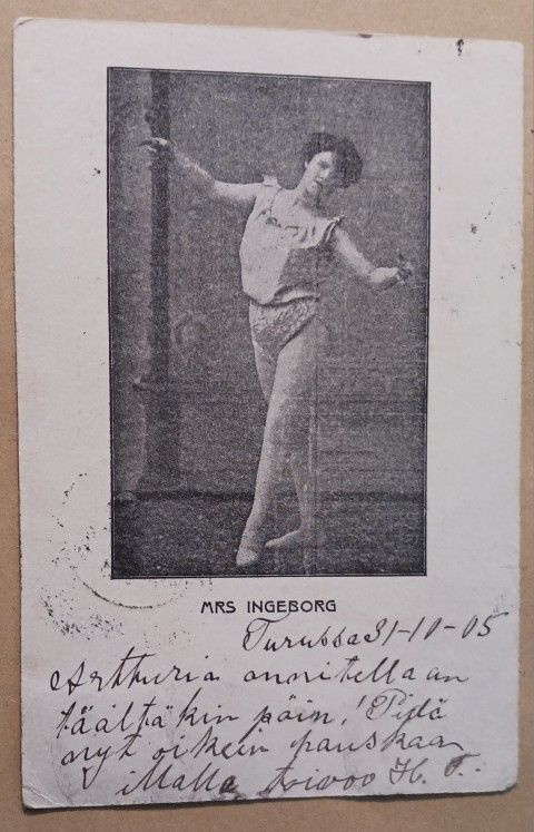 Mrs Ingeborg, akrobaatti, tanssija, vanha mv pk, p. 1905
