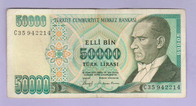 Turkki 50000 Lirasi v.1989 P-203