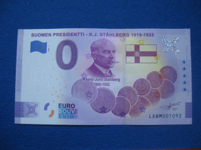 0-euron seteli: presidentti K. J. Ståhlberg 1919-1925