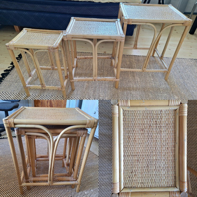 Vintage rottinki pöydät 3 kpl