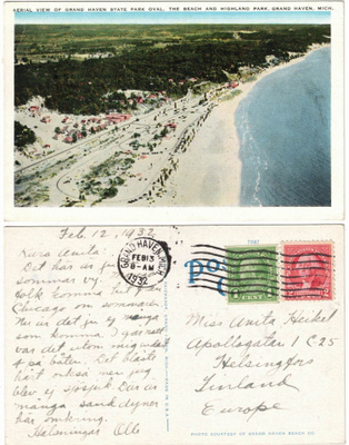 Vanha kortti, Yhdysvallat, Grand Haven, vuodelta 1932
