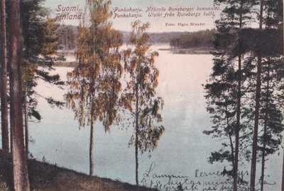 Punkaharju, Näköala Runebergin Kunnaalta. wanhakortti b481