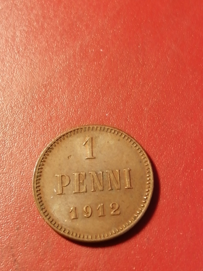 *Suomi *  1 penniä  *1912  *   Copper/Kupari *1+/EF