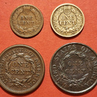 USA vanhoja rahoja: 1 Cent 1818, 1845, 1862 ja 1889. (KD13) - pikkukuva 2