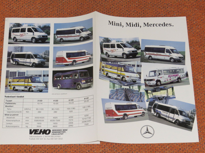 1997 Mercedes-Benz pikkubussi esite - KUIN UUSI - suom
