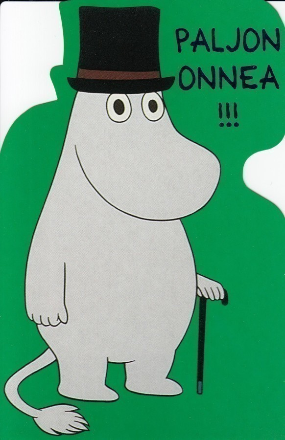 Muumit Muumipappa vihreä tausta (muotoonleik. kortti)