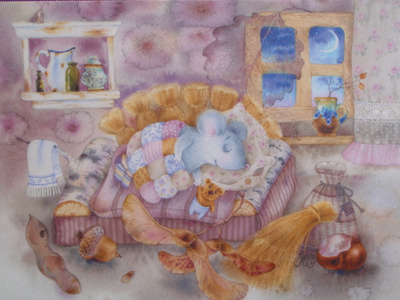 Elina Moiseenko "Sweet dreams" hiirulainen nukkumassa