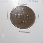 5 penniä 1896 kulkematon tasaisesti hieman patinoitunut - pikkukuva 1