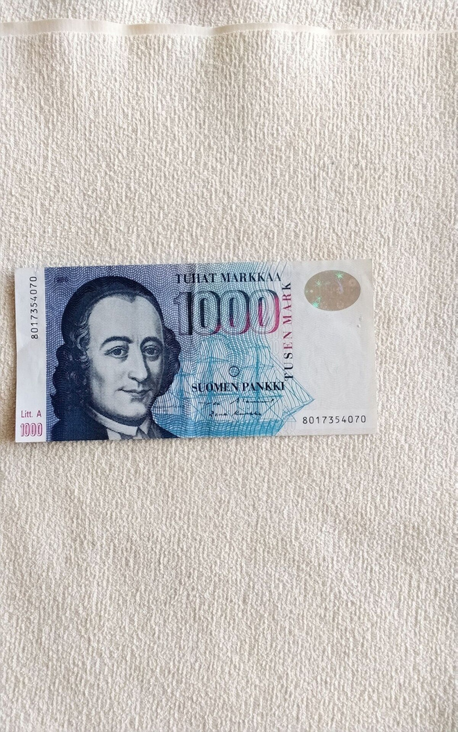1000 Mk. seteli 1986 vuodelta hieno kuvan mukainen