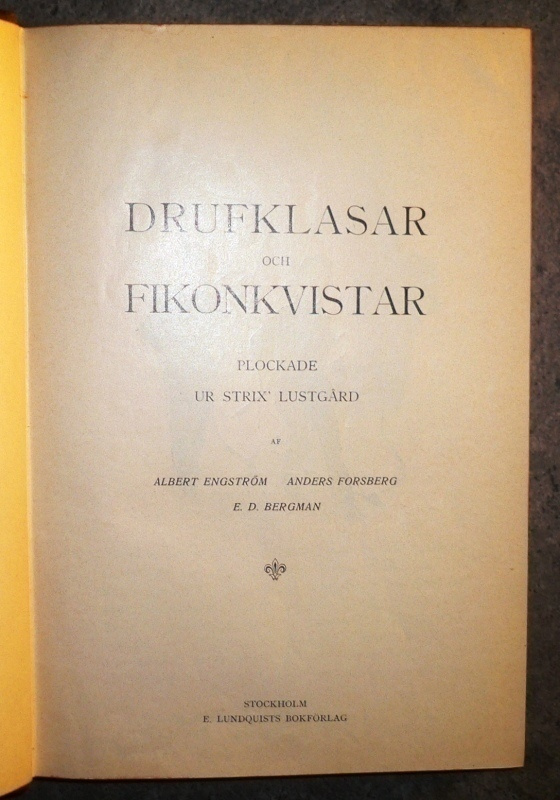 A. Engström : Drufklaser och Fikonkvistar  1907